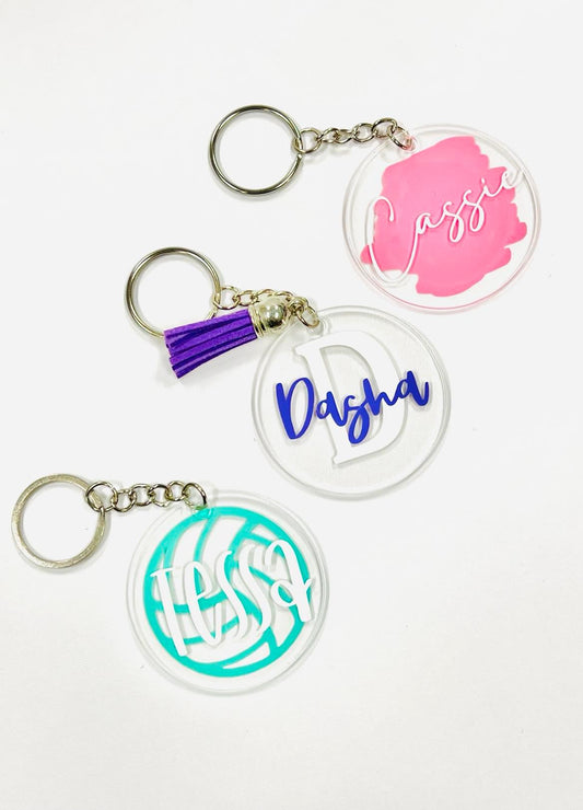 CLEAR ACRYLIC KEYRING - CIRCLE