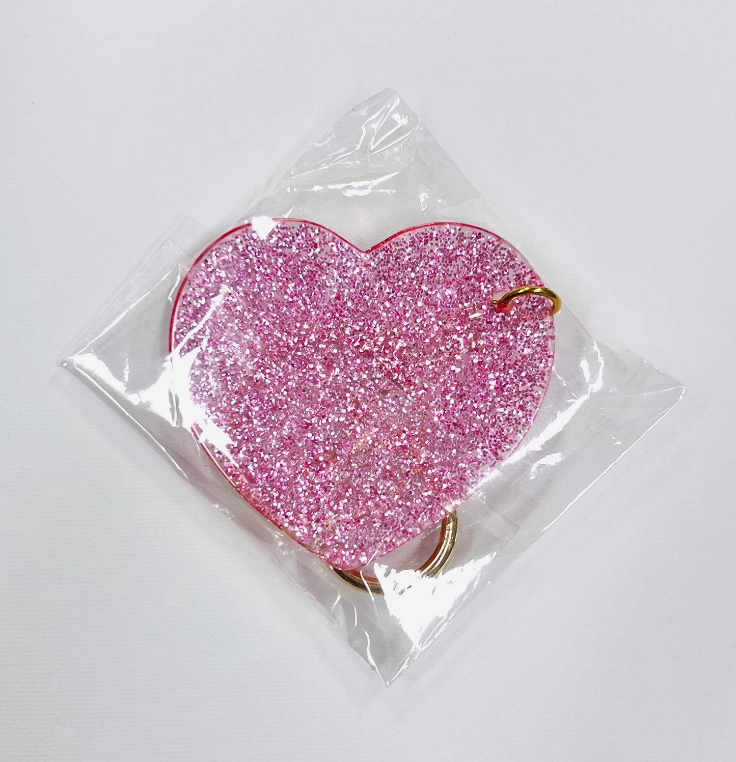 *OLD SUPPLIER* ACRYLIC GLITTER HEART KEYRING