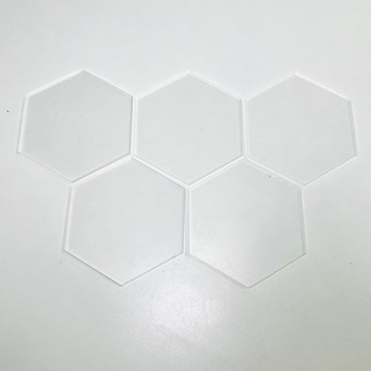 ACRYLIC HEXAGON 7CM - CLEAR